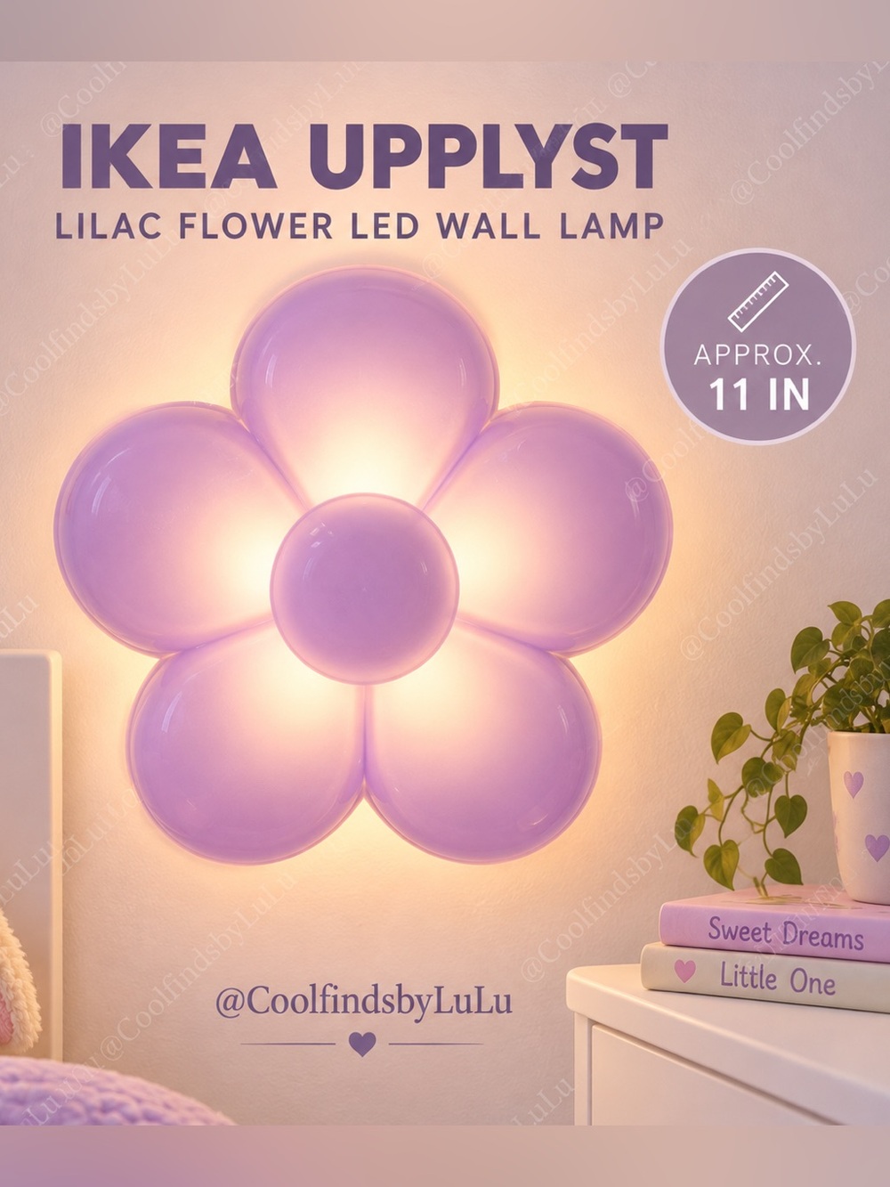 IKEA Lilac Flower LED Wall Light - Soft Purple Glow